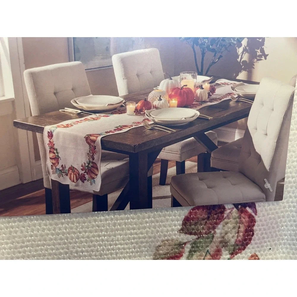 Nicole Miller Home Pumpkin Fall Leaves Table Runner 15